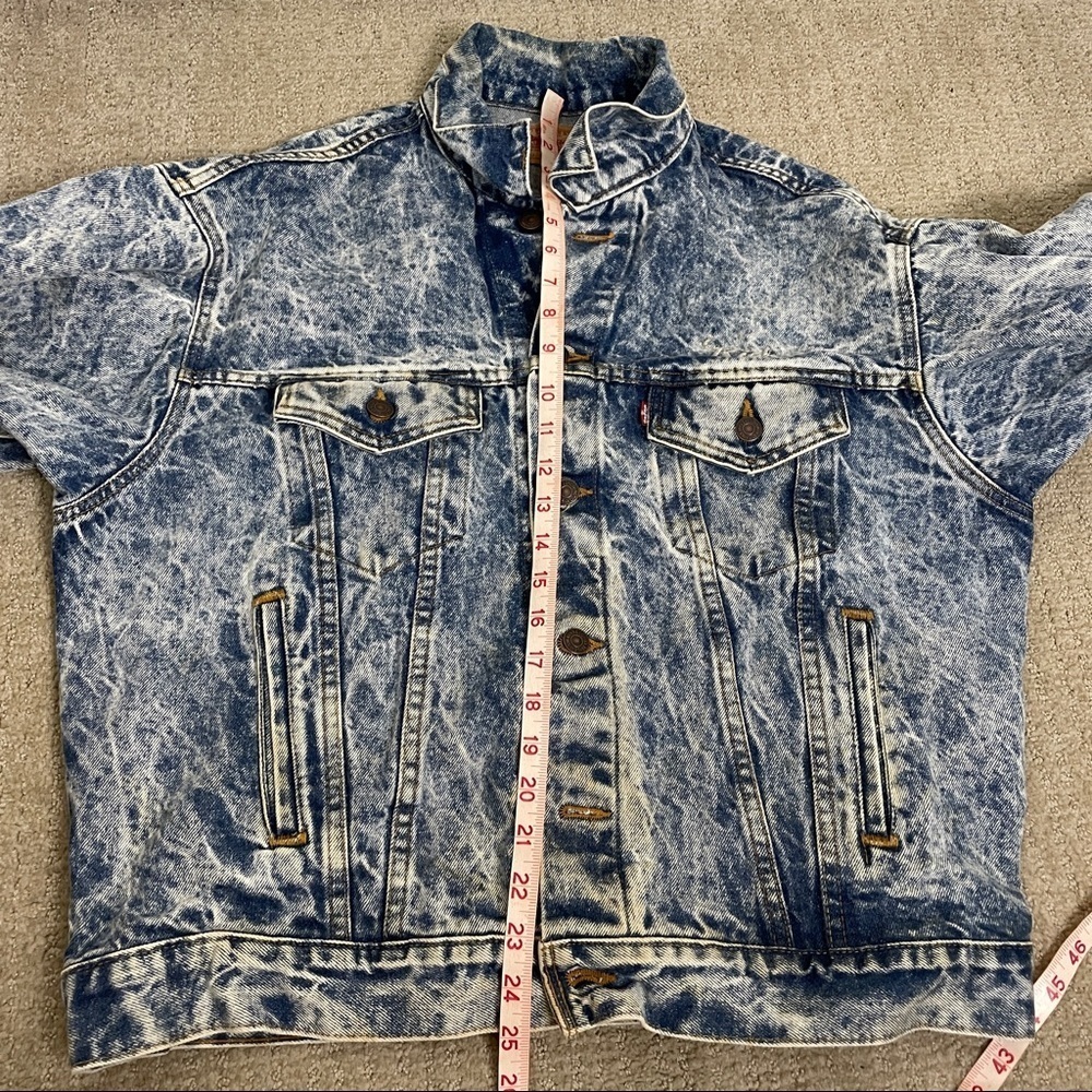 Levis Denim Bleached Jacket Vintage Size Large - Picture 8 of 10